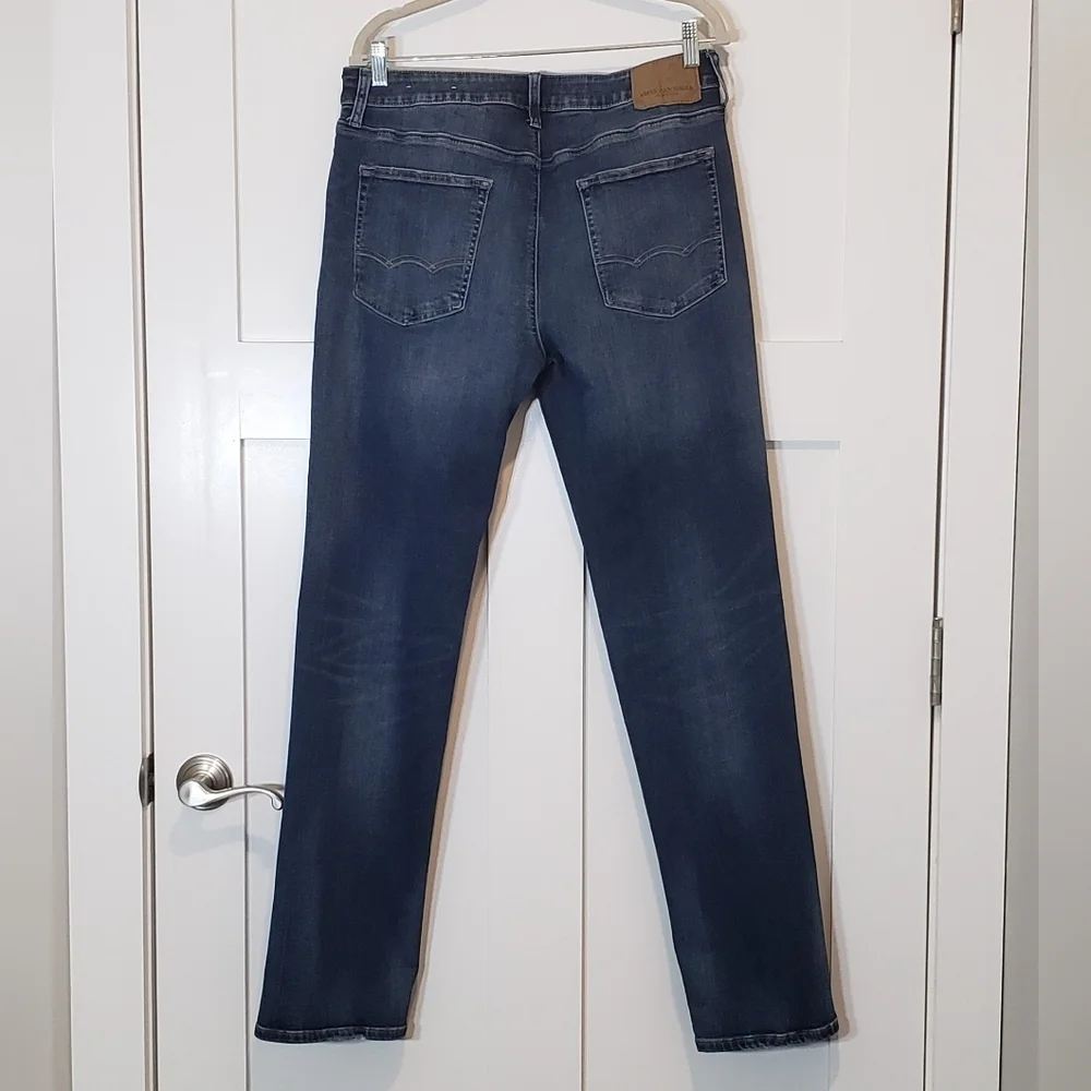 AEO Extreme Flex Original Straight Jeans Real Size 34X33 Whiskering Fadi…